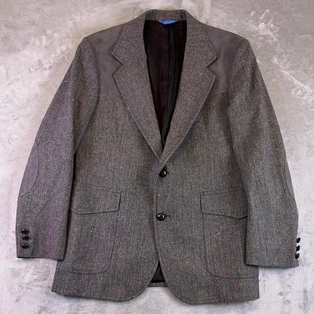 Vintage Pendleton Wool Sport Coat Blazer Elbow Patches Made USA 40